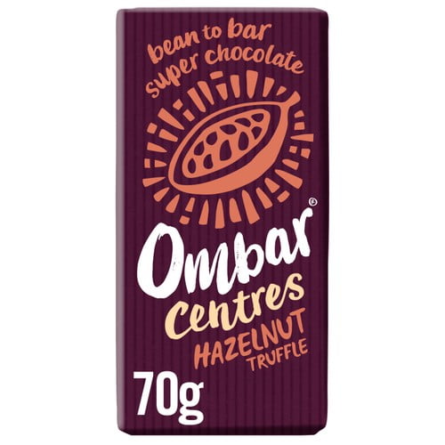Ombar Centres Hazelnut Truffle Organic Vegan Fair Trade Chocolate 70g, British Import (Pack of 3)
