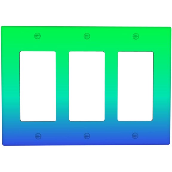 Ombre 3 Gang Light Switch Plate, Abstract Modern Green Blue Gradient Triple Rocker Wall Plate Cover Decorative Electrical GFCI Switchplate Decora Faceplate for Kitchen Bathroom Bedroom Decor