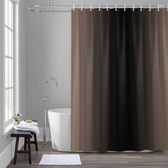 Ombre Abstract 36x72 Inches Waterproof Shower Curtain, Gradient Brown Black Bath Curtain Set with 12 Hooks Washable Shower Curtains for Bathroom Bathtub Decor