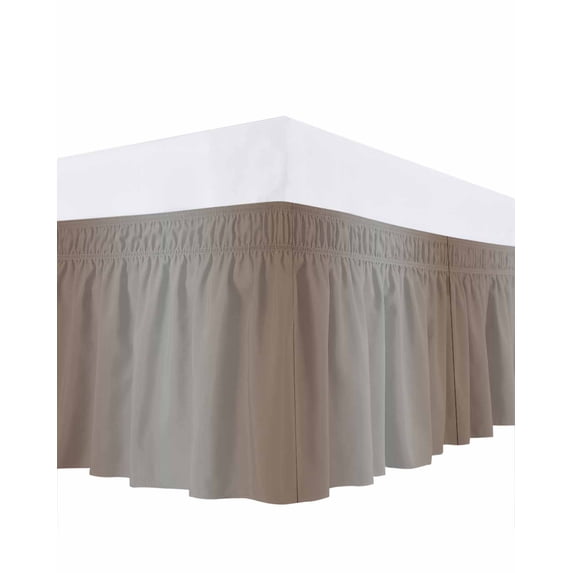 Ombre Abstract Bed Skirt Gradient Gray Brown Bed Skirts Queen Size 16 Inch Drop, Wrap Around Dust Ruffle Bedskirt with Adjustable Elastic Belt for Queen Size Beds