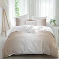 thumbnail image 1 of Ombre Abstract Duvet Cover Set King Size, Gradient Khaki and White 4 Piece Soft Microfiber Bedding Set with 1 Duvet Cover, 1 Flat Sheet, 2 Pillowcases, 1 of 9