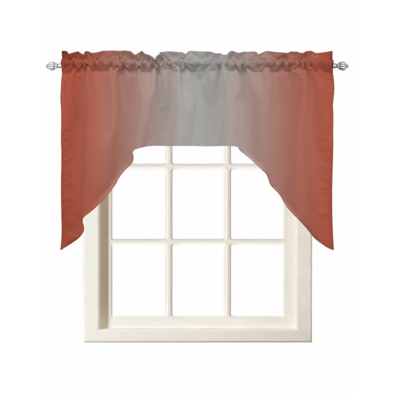 Ombre Abstract Swag Valances for Windows 56 x 36 Gradient Gray Orange Red Rod Pocket Light Filtering Window Topper for Kitchen Bathroom Bedroom Living Room