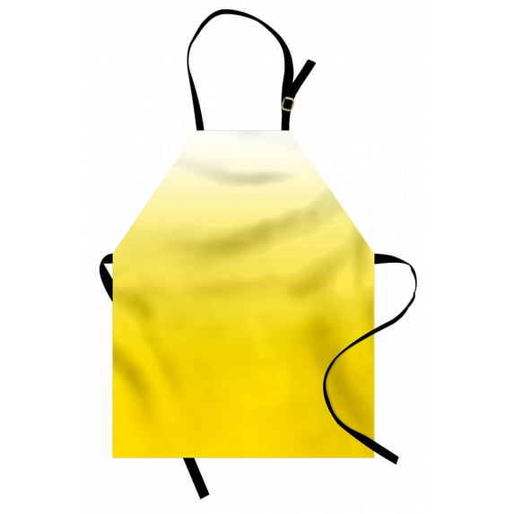Ombre Apron Rising Happy Sun Inspired and Vivid Colored Modern Design Digital Artwork Print, Unisex Kitchen Bib Apron with Adjustable Neck for Cooking Baking Gardening, Yellow White, by Ambesonne