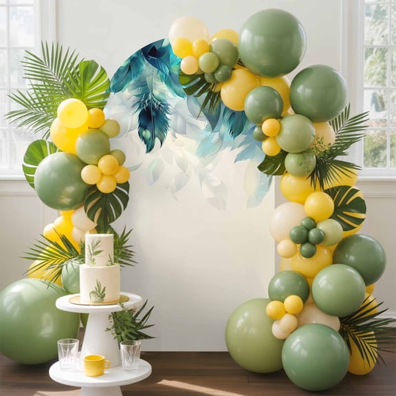 Ombre Arch Backdrop Cover, 6.6FT, Green Feather Gradient Spandex Arch Covers Double-Sided Backdrop for Wedding Birthday Party Photo Background Decoration