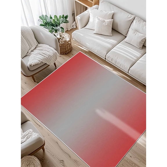 Ombre Area Rug for Bedroom 4x6 Ft Red and Grey Gradient Super Soft fuzzy Throw Rug Non-Slip Fluffy Plush Indoor Floor Carpet for Living Room Nursery Home Decor