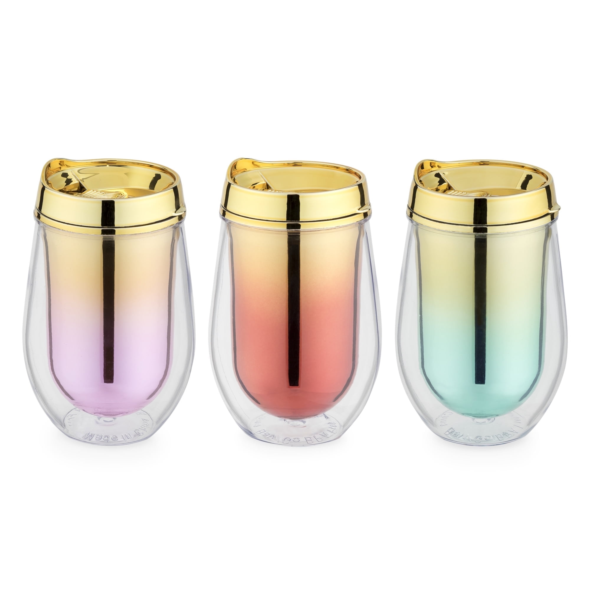 Ombre Assorted Stemless Wine Tumblers Blush