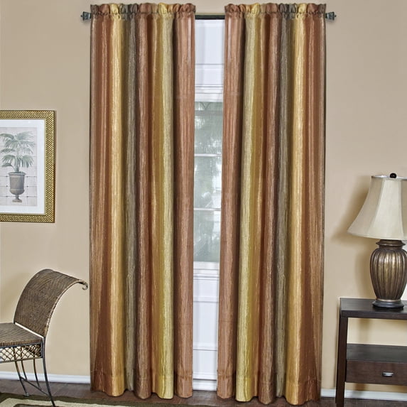 Ombre Autumn Striped Modern Window Curtain Panel: 50" x 84", Rod Pocket Panel