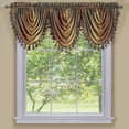 thumbnail image 1 of Ombre Autumn Striped Modern Window Curtain Panel: Tasseled Waterfall Valance, 1 of 2