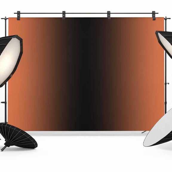Ombre Backdrop for Photography, Orange and Black Gradient Photo Backdrop Portrait Background Party Banner Photo Backgrounds for Studio Booth Props, 7x5ft