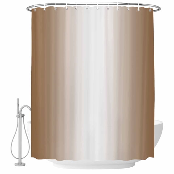 Ombre Beige Fabric Shower Curtain Gradient Color Washable Shower Curtains for Bathroom, Waterproof Bath Curtain with Hooks Home Decor 72x72in