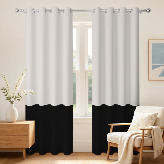 Ombre Black Blackout Curtains,2 Panels,Grommet Top,52x96 Inch,Room Darkening Thermal Insulated Window Drapes For Bedroom Living Room