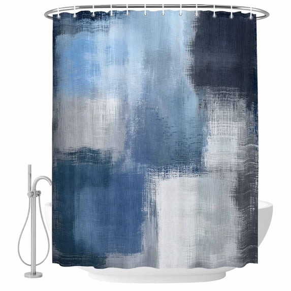 Ombre Black Blue Painting Fabric Shower Curtain Abstract Art Washable Shower Curtains for Bathroom, Waterproof Bath Curtain with Hooks Home Decor 72x84in