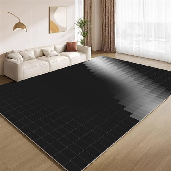 Ombre Black Gray Area Rugs Modern Minimalist Geometric Rugs Soft Non Slip Washable Non Shedding Indoor Carpet for Living Room Bedroom Home Entrance Foyer Decor 3ftx5ft