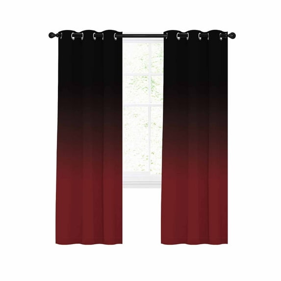 Ombre, Blackout Curtains 63 Inches Long for Bedroom, Abstract Gradient Red Black Art Thermal Insulated Room Darkening Black Out Window Curtain Panels Grommet Drapes for Living Room