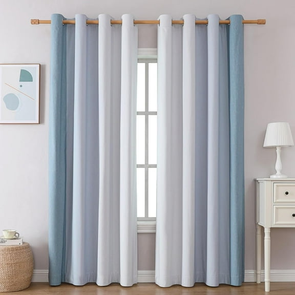 Ombre Blackout Curtains for Bedroom, Room Darkening Curtains for Living Room, Gradient Colors Light Blocking Grommet Window Curtain, Ocean Blue Theme 26"W x 45"L (Pack of 2)