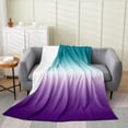 thumbnail image 1 of Ombre Blanket All Season Green Purple Teal Fleece Blanket Throw 50x60 Colorful Gradient Throw Blanket for Kids Teens Youth Modern Abstract Quilt Bed Blanket Soft Warm Lightweight, 1 of 5