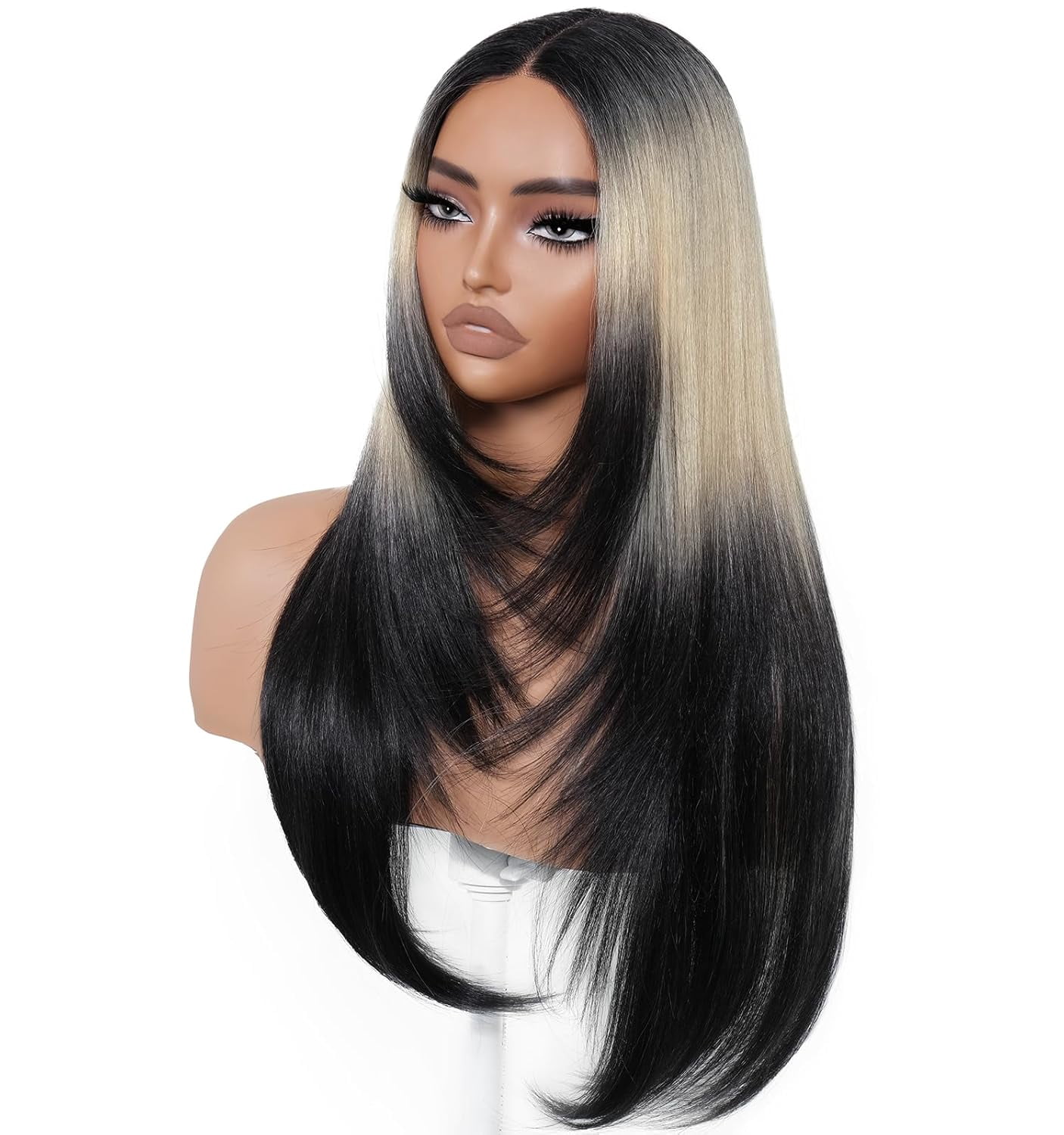 26 Inch Synthetic Lace Front Wig Glueless Pre Plucked Layered Straight Black Wear and Go Glueless Wigs Pre Plucked Pre Cut for  main image 4