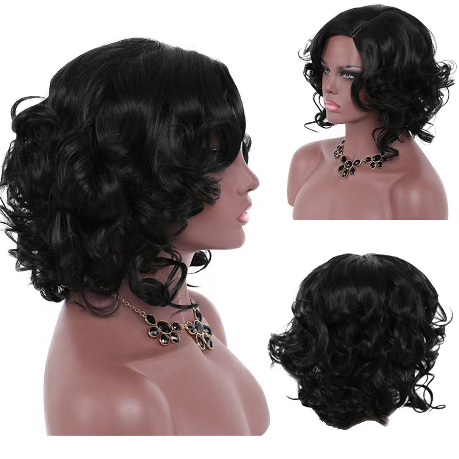 Ombre Blonde Bob Wig for Women, Short Straight Synthetic Wig Natural Looking Lace Front Style Wig for Daily Party(Black-2,One Size)