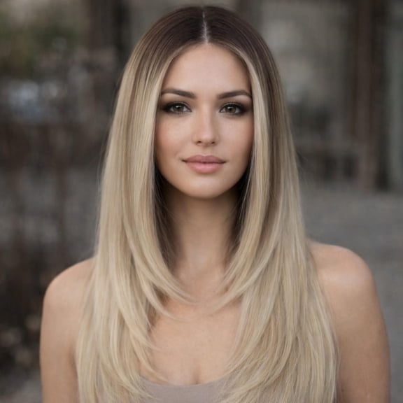 Ombre Blonde Wig | 26 Inch Layered Straight HD Lace Front