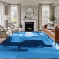 thumbnail image 1 of Ombre Blue Area Rugs 8'x10', Washable Small Throw Rugs for Living Room Patio, Modern Abstract Oil Painting Geometric Artwork Indoor Outdoor Rug Non-Slip Low Pile Carpet Runner Reversible Floor Mats, 1 of 8