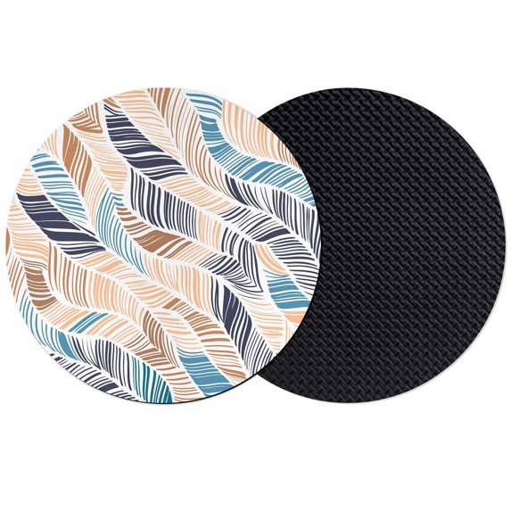 Ombre Blue Brown Coasters Set of 2, Absorbent Coasters for Drinks, Summer Abstract Coastal Ocean Beach Wave Coaster for Desk Coffee Table Protection, Home Decor House Warming Gifts 4"