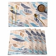 thumbnail image 1 of Ombre Blue Brown Placemats Set of 4, Summer Abstract Coastal Ocean Beach Wave Placemats for Dining Table, Place Mats for Kitchen Tabletop, Waterproof Wipeable Dining Table Mats Set, 1 of 9