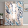 thumbnail image 1 of Ombre Blue Brown Sheer Curtains 96 Inch Length 2 Panels Set Window Treatments, Summer Abstract Coastal Ocean Beach Wave Rod Pocket Semi Curtains for Living Room/Bedroom/Kitchen Décor, 104"W x 96"L, 1 of 7