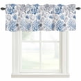 thumbnail image 1 of Ombre Blue Coral Shell Window Valance Curtain Watercolor Gray Marine Life Rod Pocket Short Curtain for Living Room, Bedroom & Kitchen Window Decor 60x18in, 1 of 8