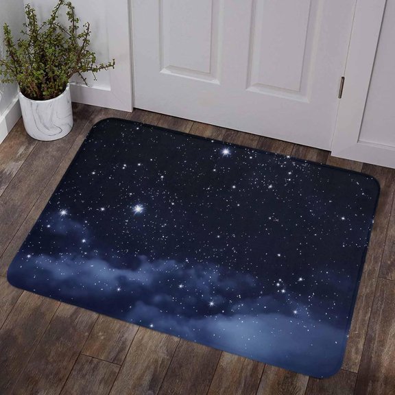 Ombre Blue Door Mat 16" x 24" Indoor/Outdoor Rug for Entry Way, Modern Abstract Sky Landscape Doormat Front Door Rug Heavy Duty Welcome Mat, Non Slip Rubber Back Low Profile for Garden Patio