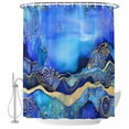 thumbnail image 1 of Ombre Blue Gold Marble Texture Fabric Shower Curtain Waves Abstract Art Washable Shower Curtains for Bathroom, Waterproof Bath Curtain with Hooks Home Decor 36x72in, 1 of 8
