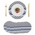 thumbnail image 1 of Ombre Blue Grey Round 13 Inch Placemats Set of 6, Modern Abstract Waves Morocco Striped HeatResistant Non Slip Place Mats for Dining Table, Wipeable Braided Kitchen Table Mats for Housewarming, 1 of 9