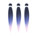 thumbnail image 1 of Ombre Blue Pink Hair Extensions, 26 Inch 3 Packs Braiding Hair Pre Stretched Purple Yaki Braiding Hair Synthetic Hair Colored Braiding Hair Crochet Hair, 1 of 4