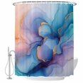 thumbnail image 1 of Ombre Blue Purple Marble Texture Fabric Shower Curtain Modern Style Washable Shower Curtains for Bathroom, Waterproof Bath Curtain with Hooks Home Decor 72x84in, 1 of 8