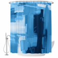 thumbnail image 1 of Ombre Blue Shower Curtain, Waterproof Shower Curtains for Bathroom, Modern Abstract Oil Painting Geometric Artwork Washable Fabric Bathtub Curtain Set Bath Decor with 12 Hooks 72"x78", 1 of 6