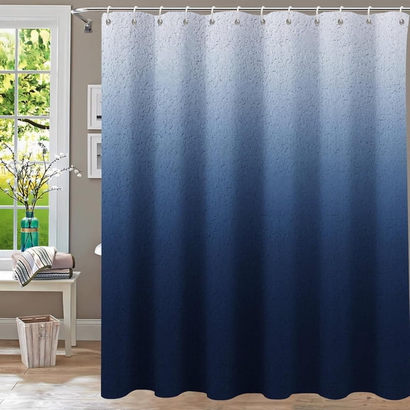 Ombre Blue Shower Curtains - Farmhouse Cloth, Rustic Washable Bathroom Waterproof, 72x72 Inch