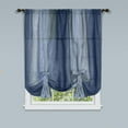 thumbnail image 1 of Ombre Blue Striped Modern Window Curtain Panel: 50" x 63", Tie-Up Shade, 1 of 2