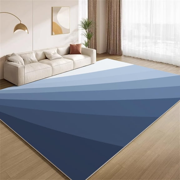 Ombre Blue Stripes Area Rugs, Funky Modern Design Carpet, Soft Washable Non Slip Low Pile Rug for Living Room Bedroom Entry Floor Mat 2x3ft