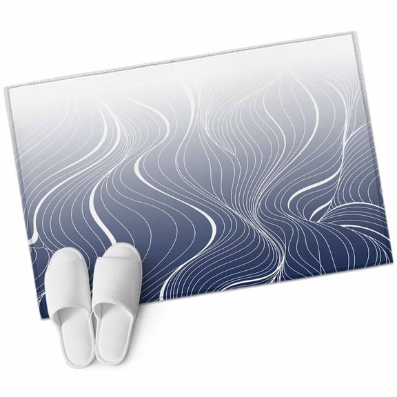 Ombre Blue Stripes Area&nbsp;Rug 2x3ft Striped Lines Waves Gradient Non-Slip&nbsp;Washable Square&nbsp;Rugs Soft Felt Indoor Floor Mat for Bedroom Kitchen Living Room Bathroom