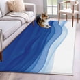 thumbnail image 1 of Ombre Blue Waves Area Rugs 4'x6', Washable Small Throw Rugs for Office Bathroom, Abstract Art Gradient Modern Indoor Outdoor Rug Non-Slip Low Pile Carpet Runner Reversible Floor Mats, 1 of 8