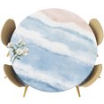 thumbnail image 1 of Ombre Blue Waves Round Tablecloth 36-44 Inch Round Fitted Table Cloth with Elastic Edge, Gradient Coastal Beach Sandy Ocean Waterproof Table Cover Protector for Outdoor Picnic Party Dining, 1 of 9