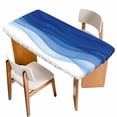 thumbnail image 1 of Ombre Blue Waves Table Cloths for 6 Foot Rectangle Tables, Abstract Art Gradient Modern Patio Waterproof Elastic Fitted Tablecloths, Washable Rectangular Table Cover for Camping, 1 of 8