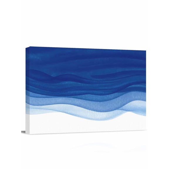 Ombre Blue Waves Wall Art for Living Room,Canvas Picture Wall Decor for Bathroom Bedroom,Abstract Art Gradient Modern Painting Artwork for Office Kitchen Hallway Dining Room Home Decorations 12"x16"