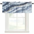 thumbnail image 1 of Ombre Blue White Marble Texture Window Valance Curtain Modern Art Rod Pocket Short Curtain for Living Room, Bedroom & Kitchen Window Decor 60x18in, 1 of 8
