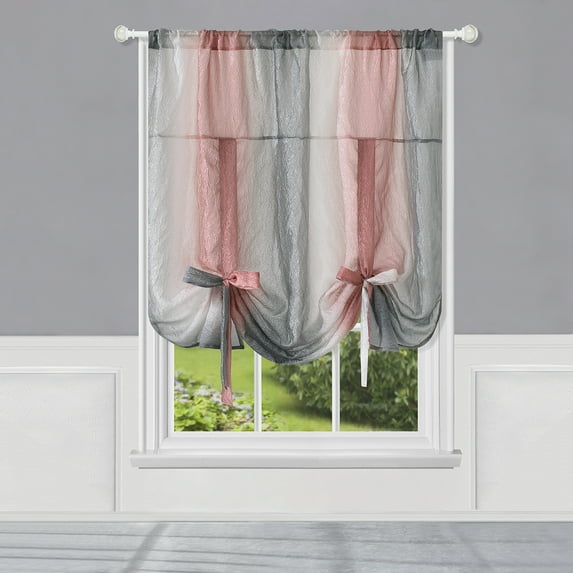 Ombre Blush Striped Modern Window Curtain Panel: 50" x 63", Tie-Up Shade