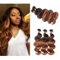 thumbnail image 1 of Ombre Brazilian Body Wave Hair T4/30 Medium Brown/Medium Auburn 3 Bundles Brazilian Remy Virgin Human Hair Weave Bundles 100% Unprocessed Body Wave Human Hair Extensions 18"20"20", 1 of 7