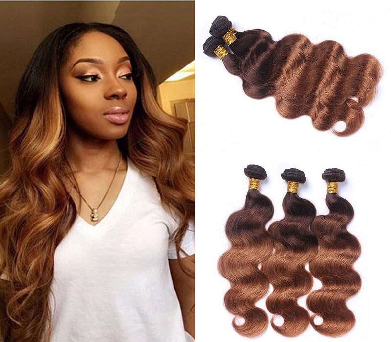 Ombre Brazilian Body Wave Hair T4/30 Medium Brown/Medium Auburn 3 Bundles Brazilian Remy Virgin Human Hair Weave Bundles 100% Unprocessed Body Wave Human Hair Extensions 10"12"12"