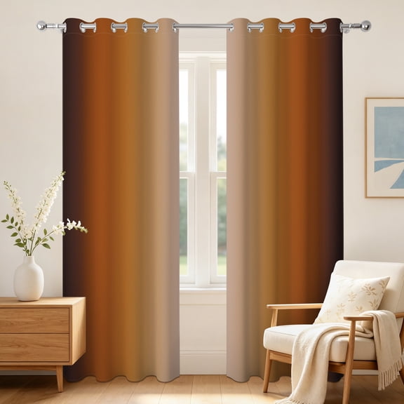 Ombre Brown Blackout Curtains For Bedroom Living Room,2 Panels,42x63 Inch,Grommet Top,Thermal Insulated
