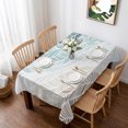 thumbnail image 1 of Ombre Brown Blue Table Cloth Waterproof Tablecloths, Summer Coastal Ocean Sea Beach Wave Tablecloth Dining Table Cover for Kitchen Party Tabletop Outdoor, Rectangle Tablecloth 60x102 Inch, 1 of 9