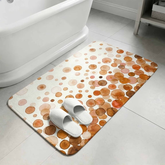 Ombre Brown Polka Dot Bathroom Rugs Non Slip Washable Bath Mat Absorbent Low Pile Front Door Mat Abstract Watercolor Geometric Indoor Doormat for Kitchen Entryway Shower Decor Accessories 15.7"x23.6"