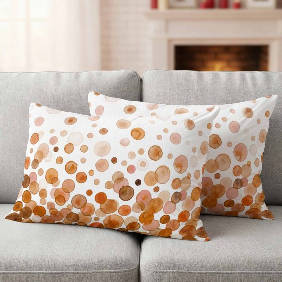 Ombre Brown Polka Dot Outdoor Waterproof Throw Pillow Covers 20x12 Set of 2, Abstract Watercolor Geometric Decorative Pillowcases Cushion Pillowcase for Couch Sofa Patio Outside Pillow Protector